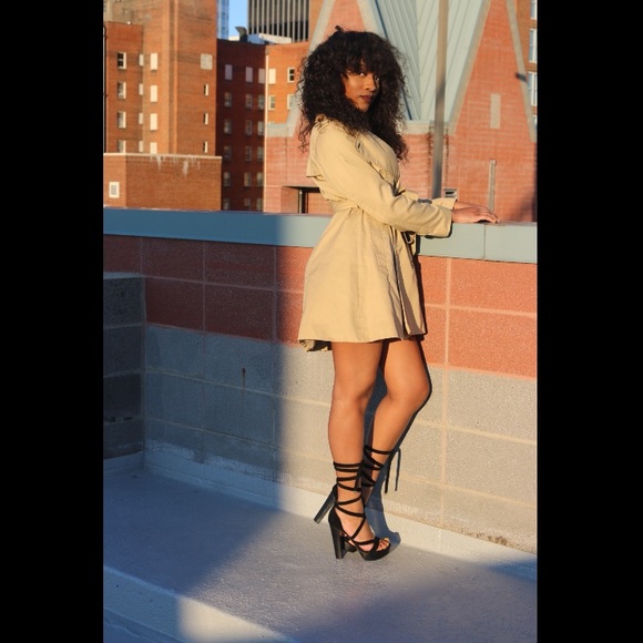 black tie up leg heels